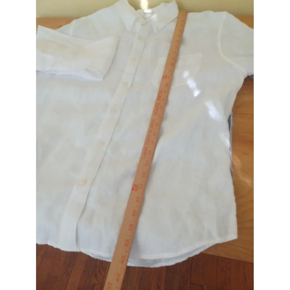 J. Crew Baird McNutt Irish linen slim button down shirt mens XL set/2 blue white